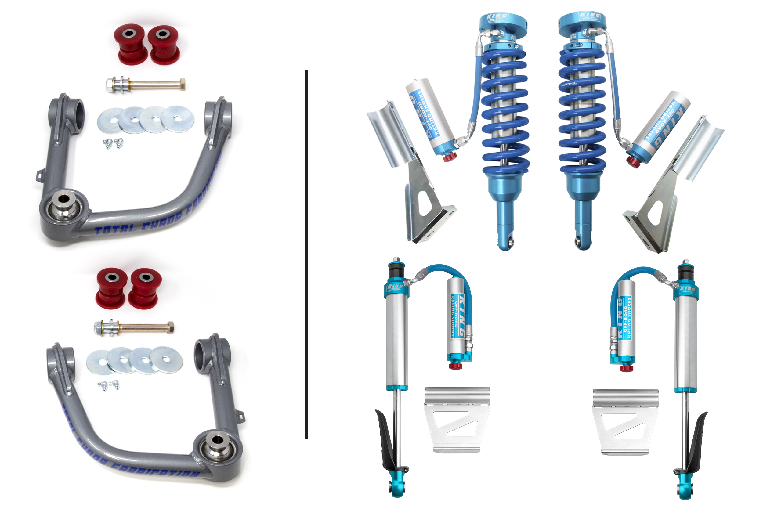 2007-2009 TOYOTA FJ CRUISER FRONT AND REAR SUSPENSION LIFT UNIBALL UCA / KING COILOVER KIT