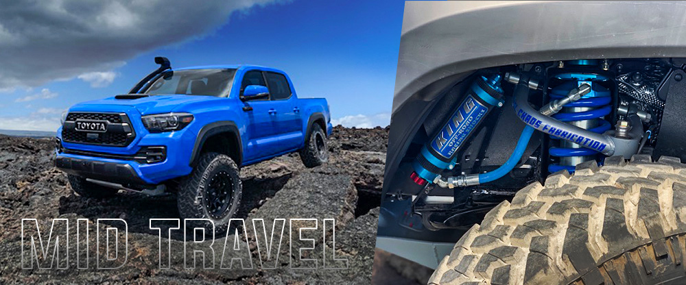 Gen 3 Toyota Tacoma running a Total Chaos mid-travel suspension lift kit for improved off-road performance